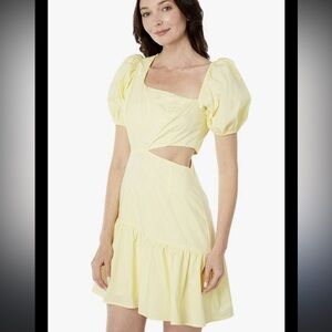 Astr the Label Mayfair Yellow Lemonade Cut Out Puff Sleeve Mini Dress